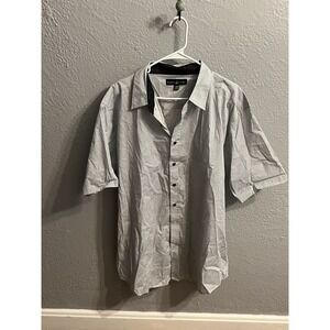 Beverly Hills Polo Club mens 2XLB short sleeve button front shirt Blue White